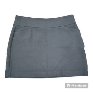 Loft Mini Skirt Solid Black With 2 Side Pockets and Side Zipper A-line Size 10